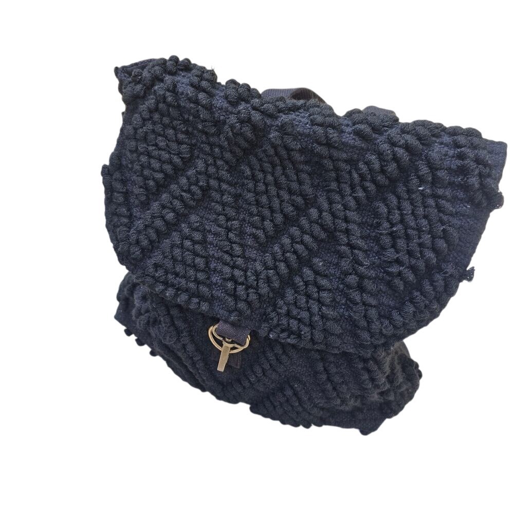 Panache Apparel Black Textured Chunky Knit Textile Backpack Med Cloth Nubby